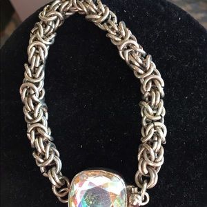Byzantine SS bracelet with SS crystal clasp